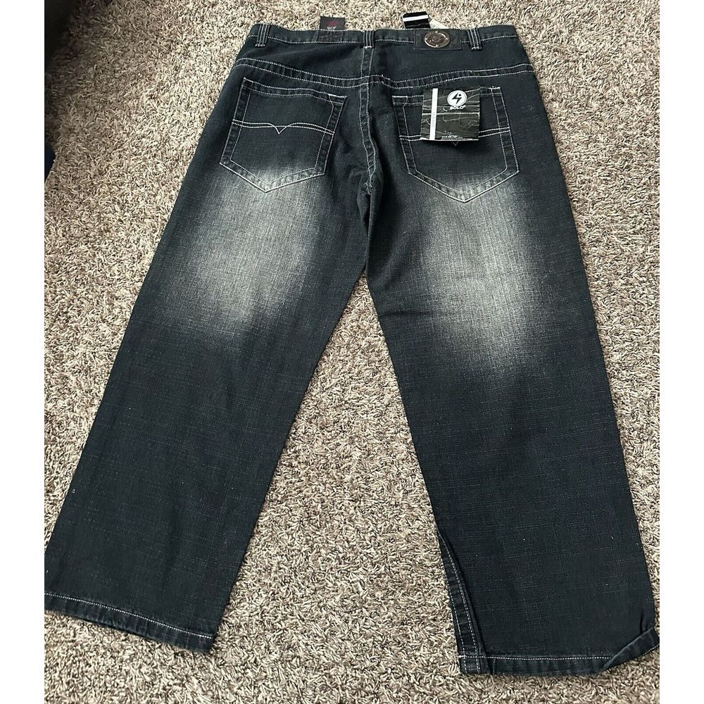 Vintage Y2K Solo Semore Jeans Dark Blue Denim Straight Leg Baggy Deadstock 40